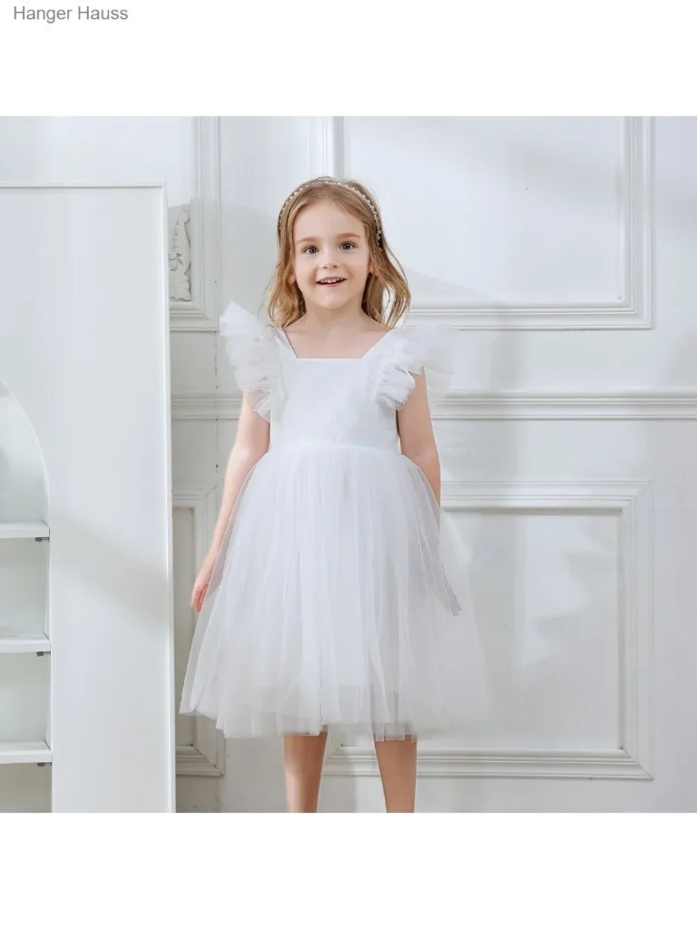 Toddler Girls Tulle A-Line Party Dress Ruffle Sleeve Formal